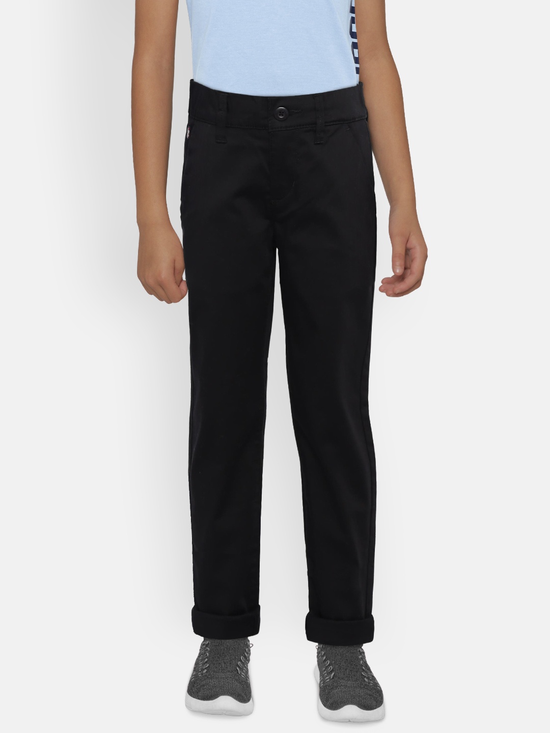 

U.S. Polo Assn. Kids Boys Black Regular Fit Solid Trousers