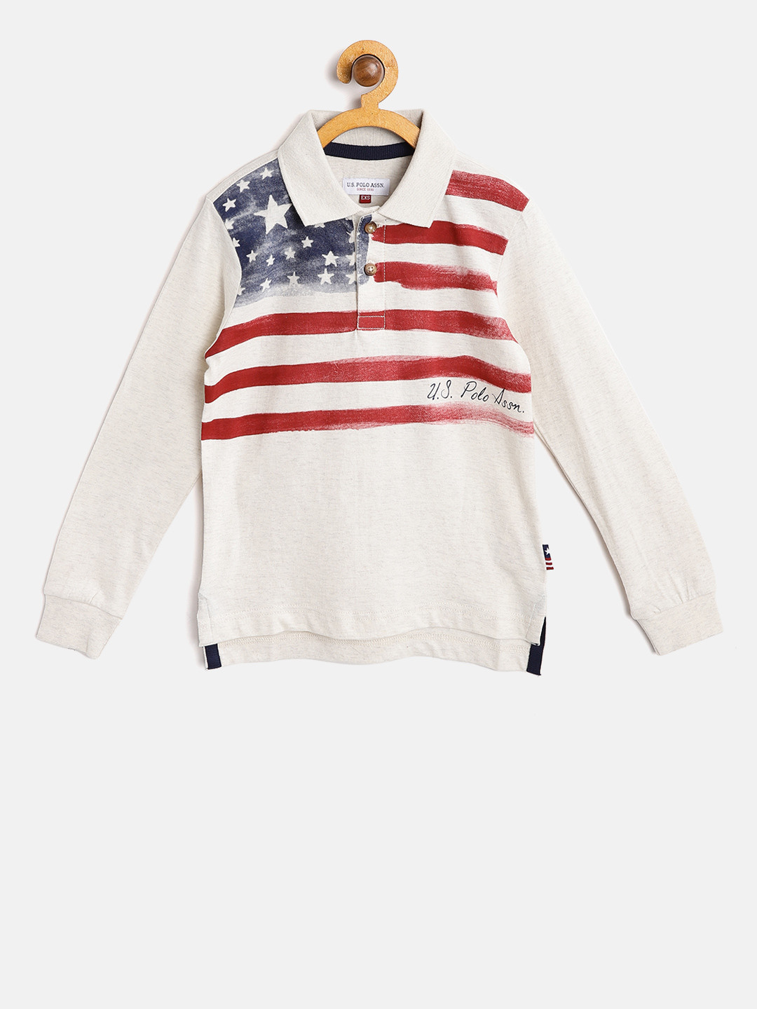 

U.S. Polo Assn. Kids Boys Off-White Printed Polo Collar T-shirt