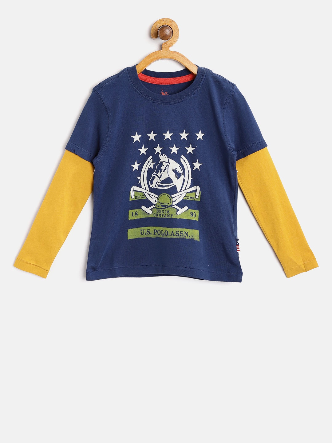 

U.S. Polo Assn. Kids Boys Navy Blue Printed Round Neck T-shirt