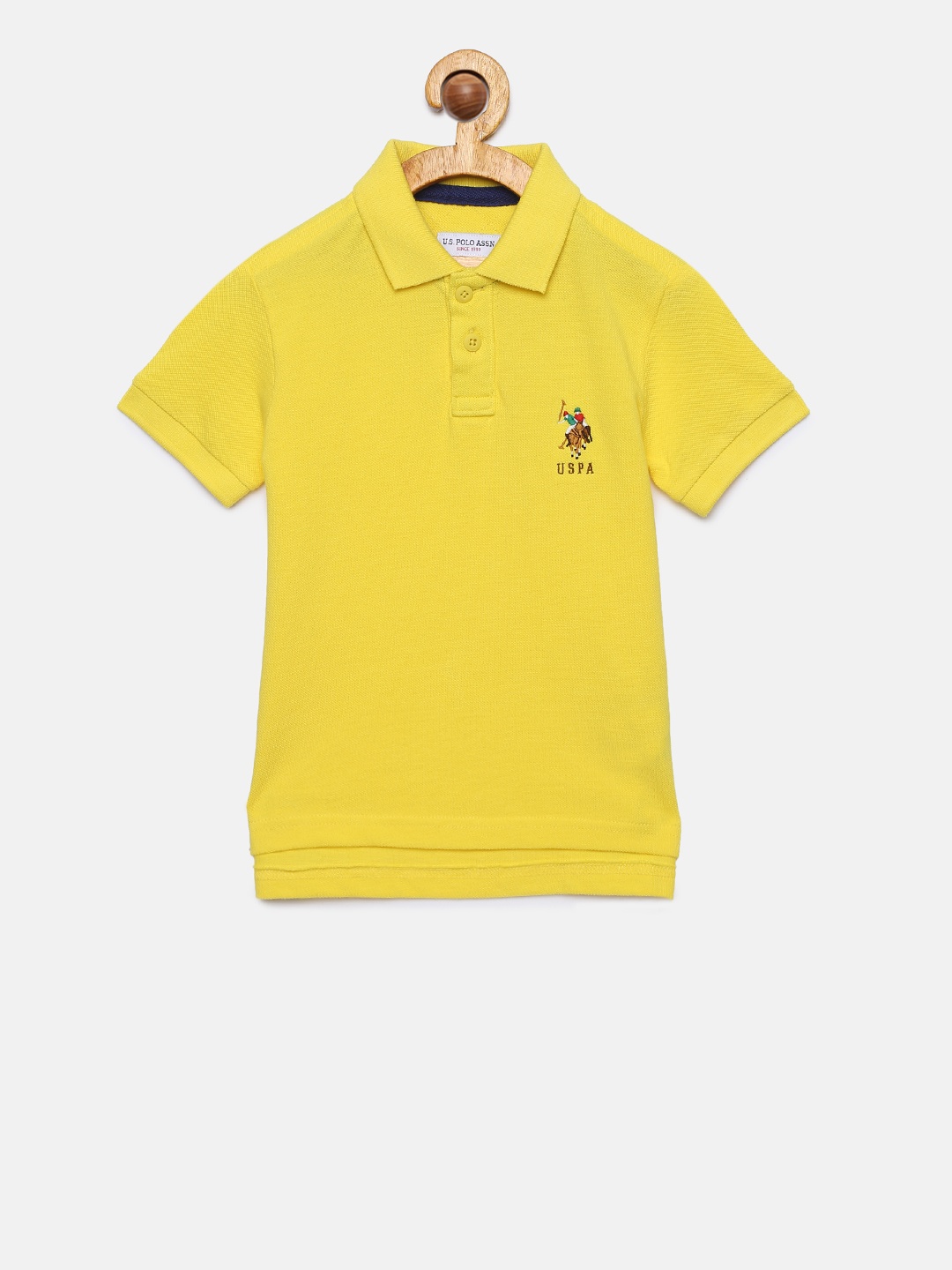 

U.S. Polo Assn. Kids Boys Yellow Solid Polo Collar T-shirt