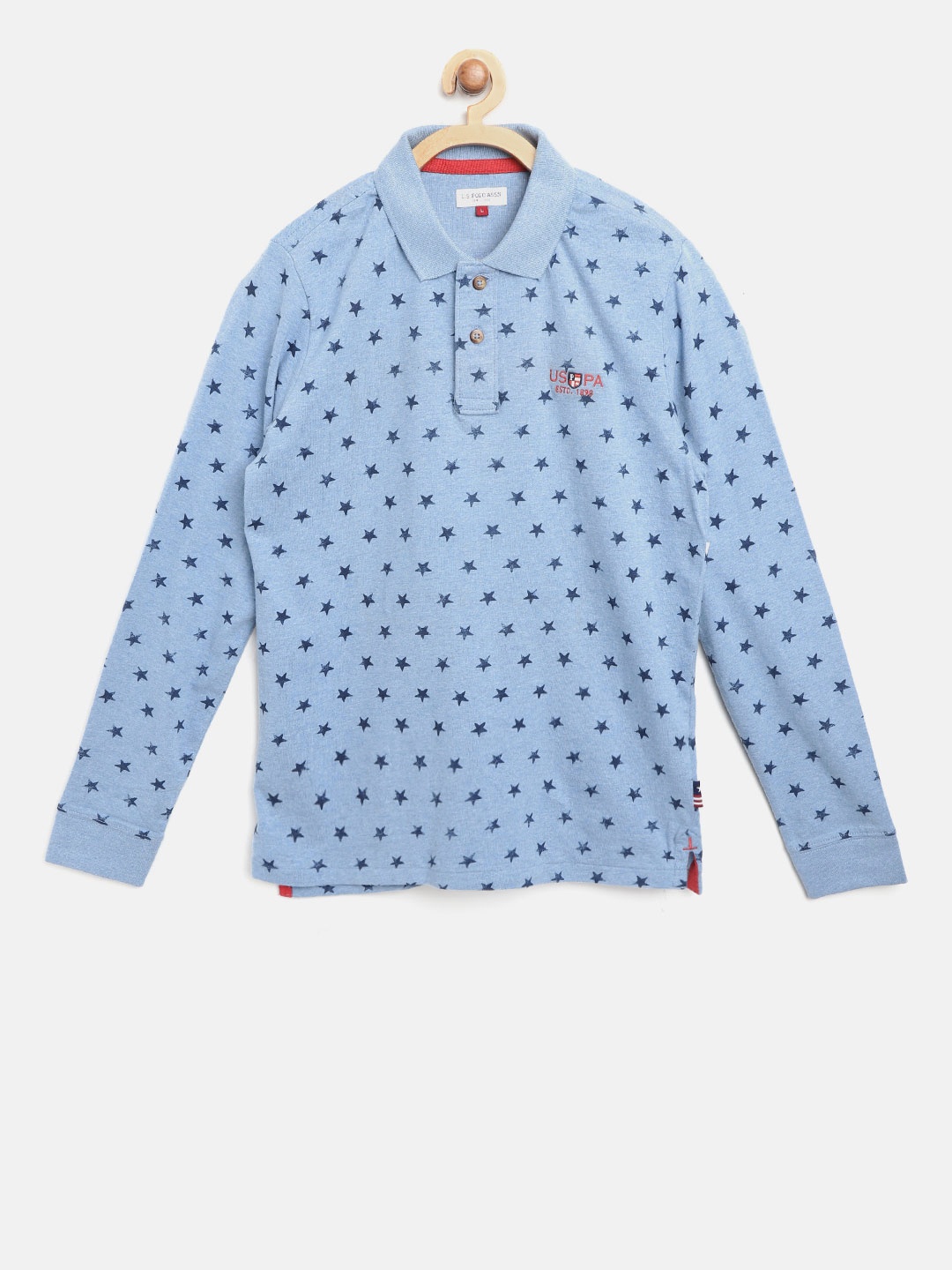 

U.S. Polo Assn. Kids Boys Blue Printed Polo Collar T-shirt