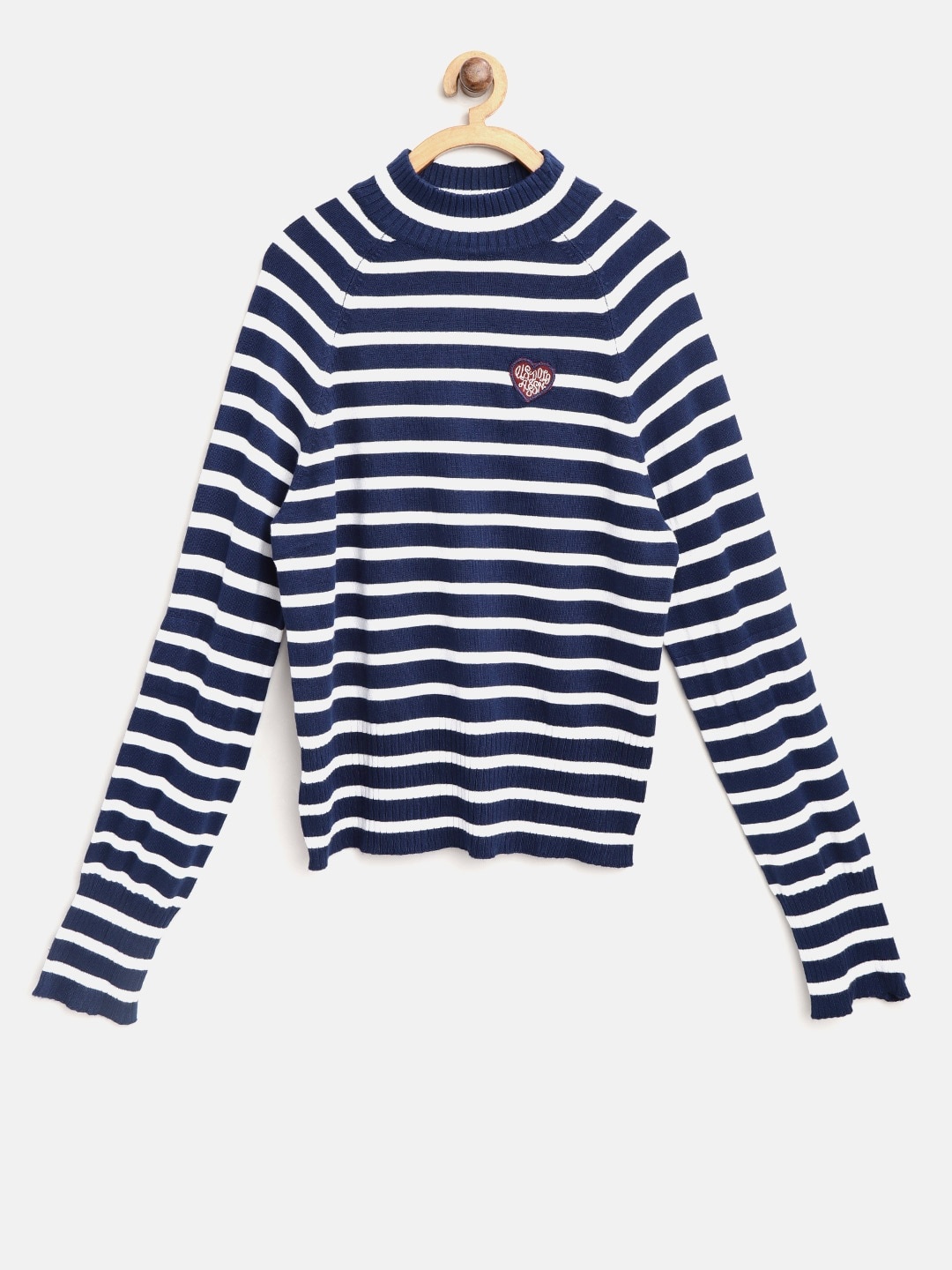 

U.S. Polo Assn. Kids Girls Navy Blue & White Striped Top