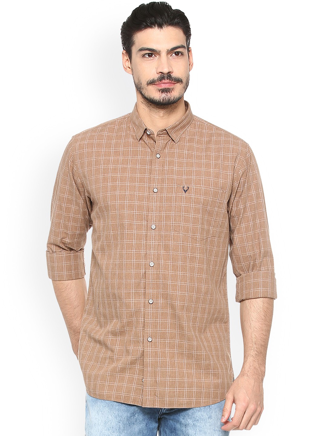 

Allen Solly Men Brown Slim Fit Checked Casual Shirt