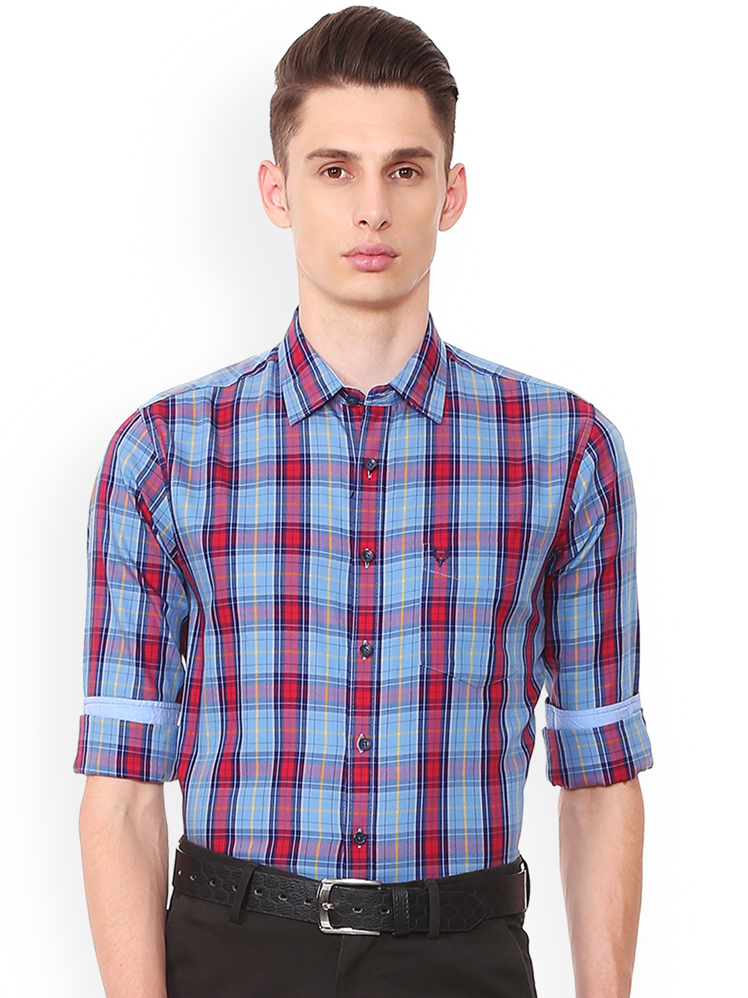

Allen Solly Men Blue & Red Slim Fit Checked Casual Shirt