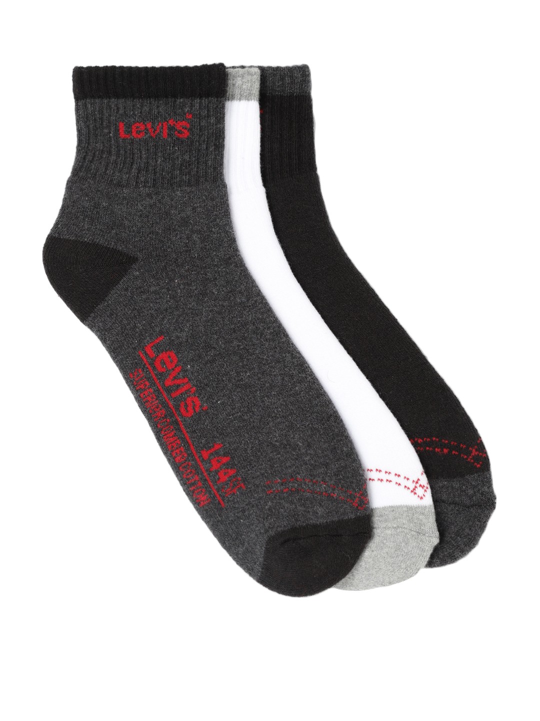 

Levis Men Pack of 3 Ankle-Length Socks, Black