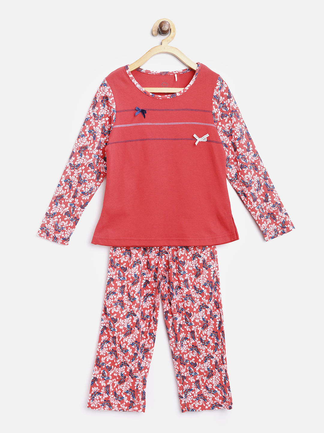 

Sweet Dreams Girls Red & Off-White Printed Night Suit 6114G7