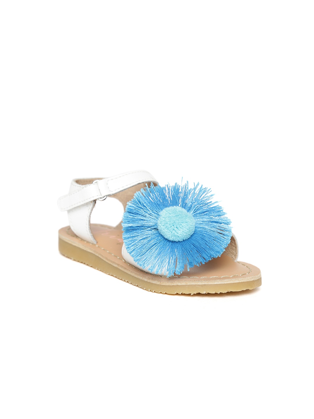 

Aria Nica Girls White & Blue Applique Open Toe Flats