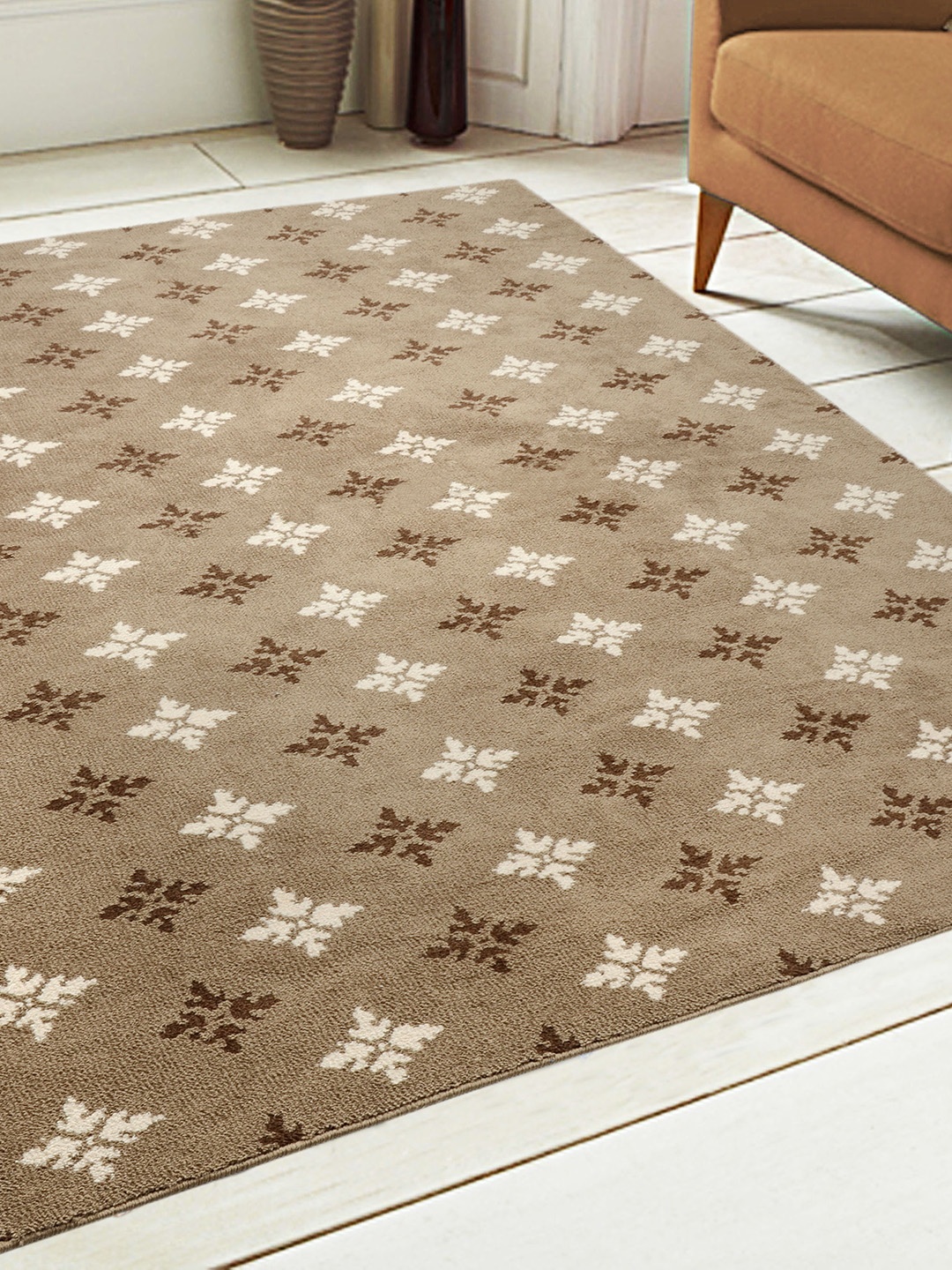 

Saral Home Beige Printed Anti-Skid Carpet