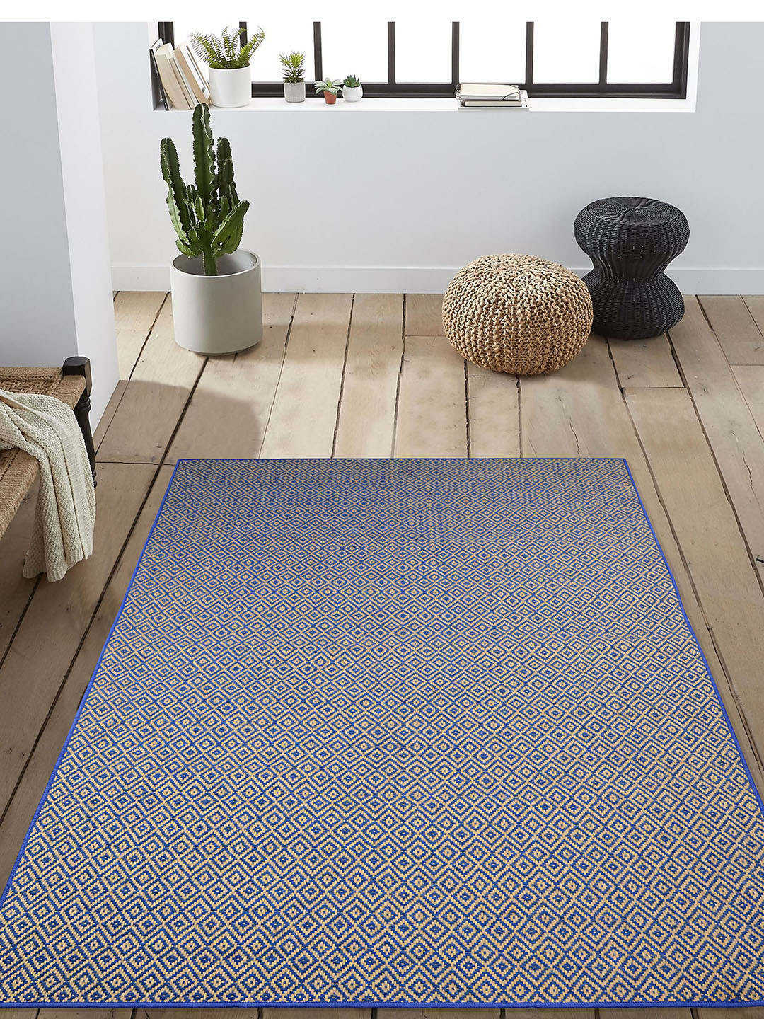 

Saral Home Blue & Brown Woven Design Anti-Skid Carpet