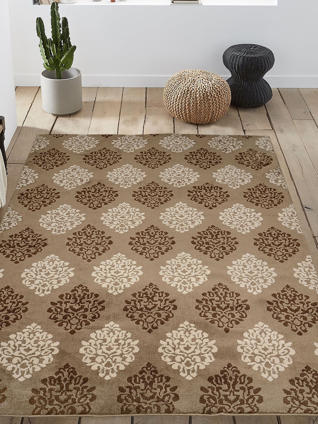 

Saral Home Brown & Beige Woven Design Anti-Skid Carpet