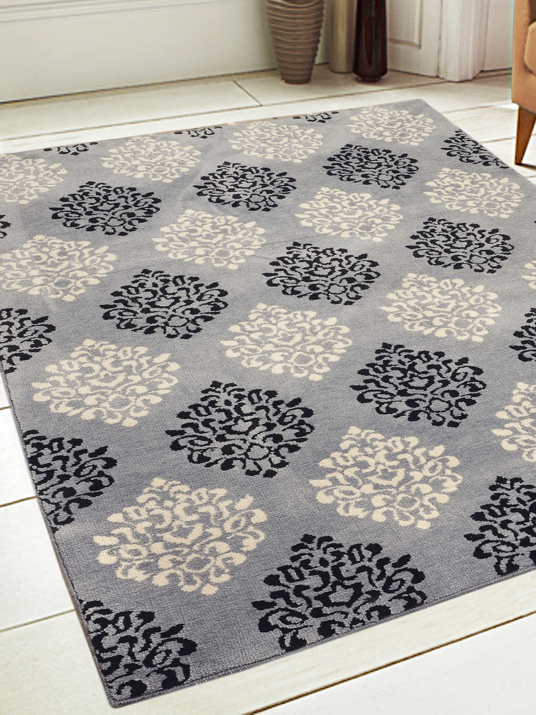 

Saral Home Grey & Black Woven Design Anti-Skid Carpet