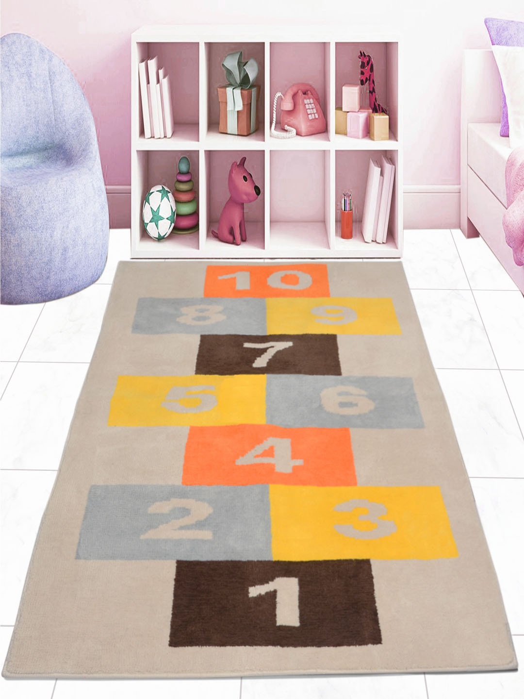 

Saral Home Beige Anti Slip Kids Floor Carpet, Grey