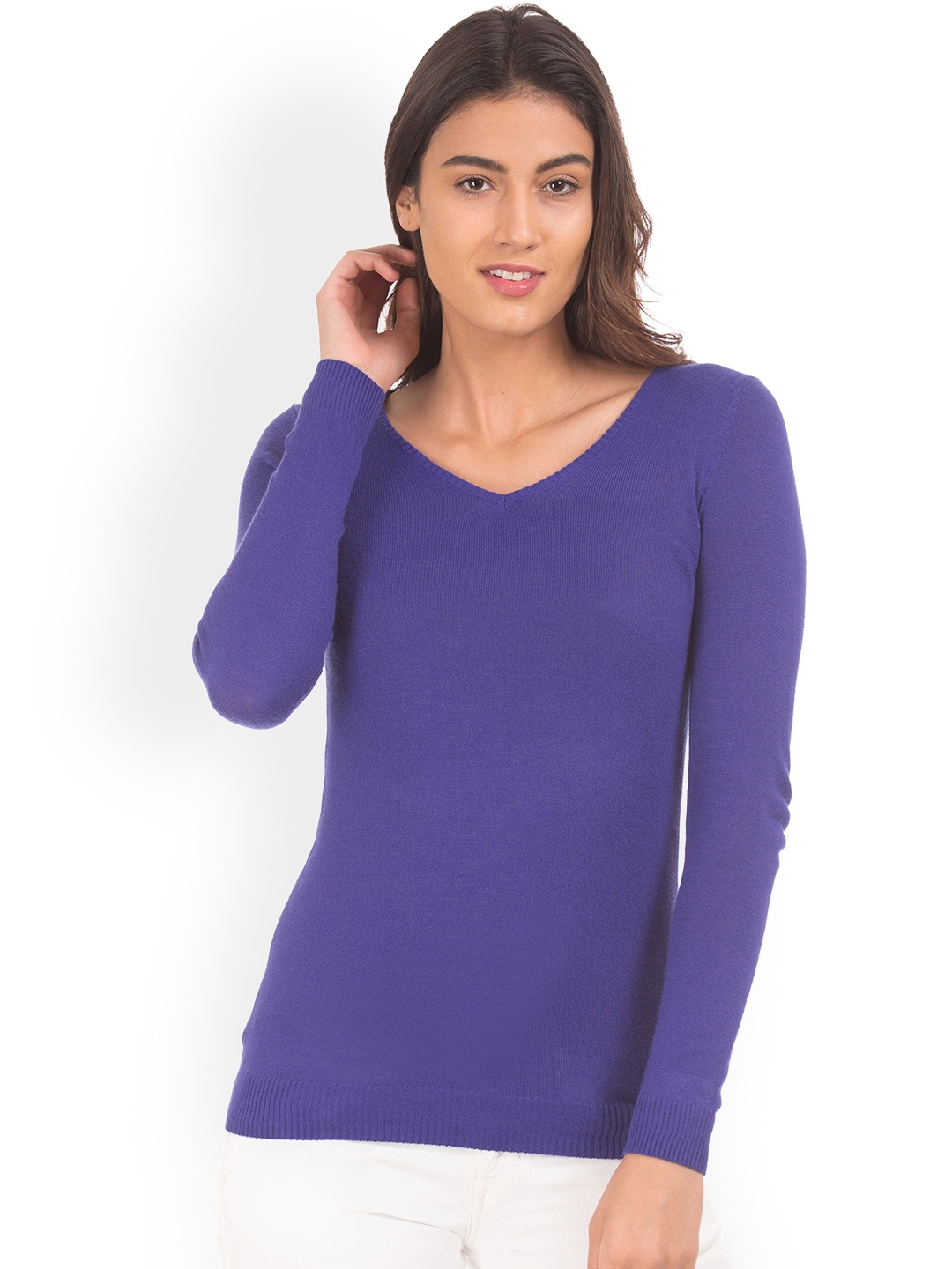 

Arrow Woman Women Blue Solid Pullover