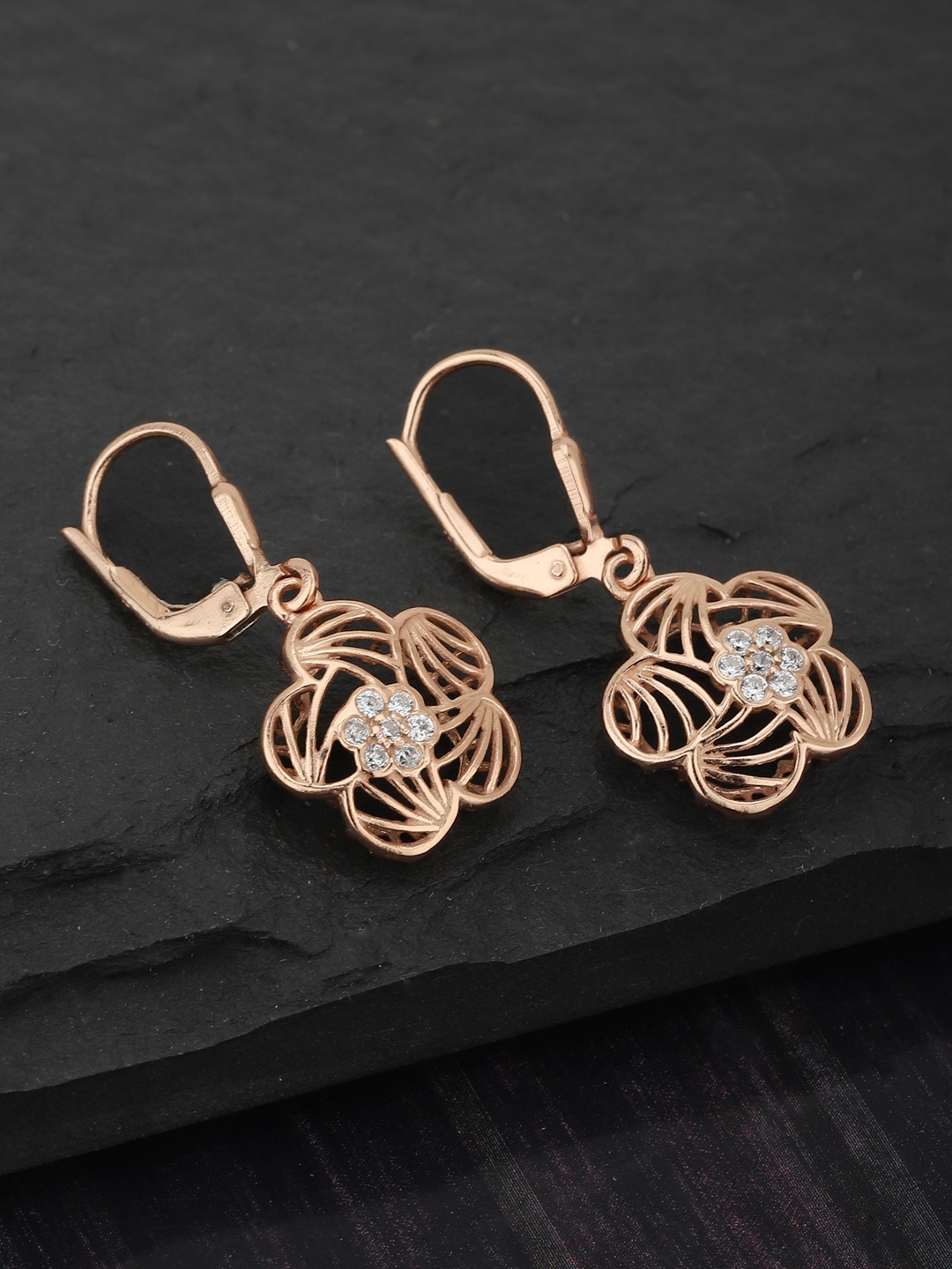 

Carlton London Rose Gold-Plated 925 Sterling Silver Floral Drop Earrings