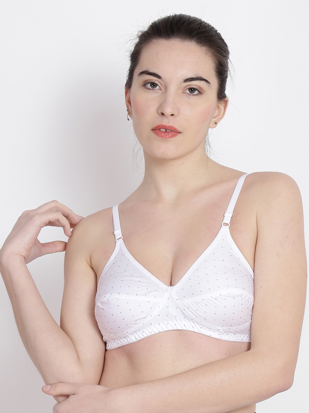 

ABELINO White & Black Printed Non-Wired Non Padded Everyday Bra