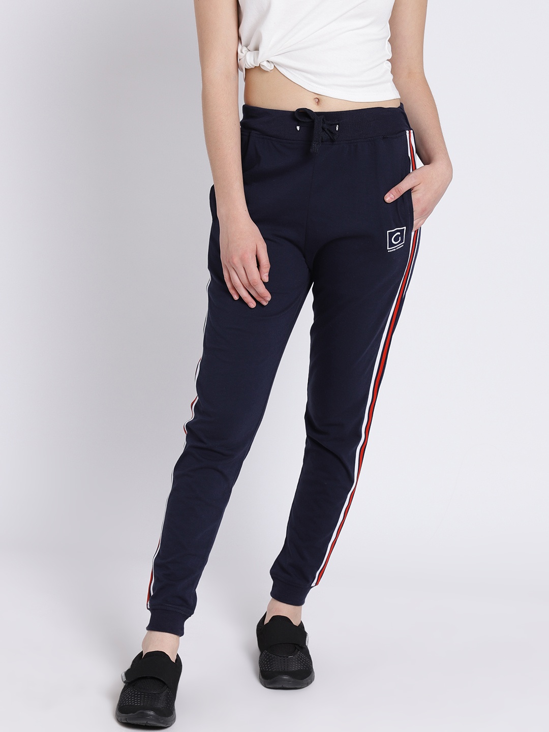 

Griffel Women Navy Blue Cotton Slim Fit Joggers