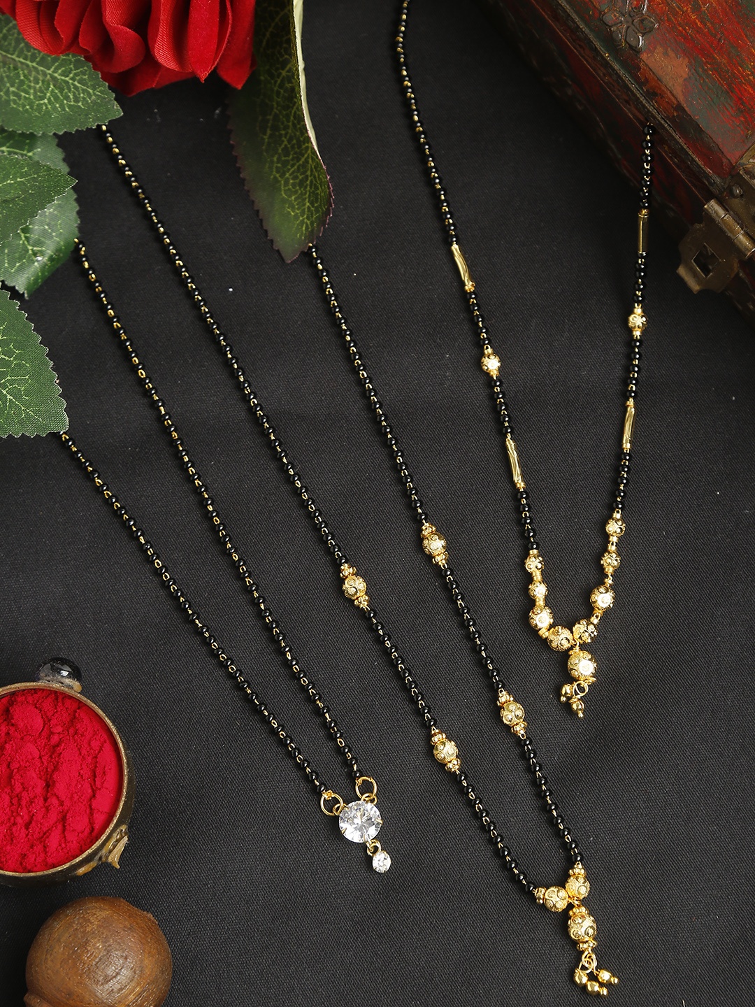 

YouBella Set of 3 Gold-Plated Mangalsutras