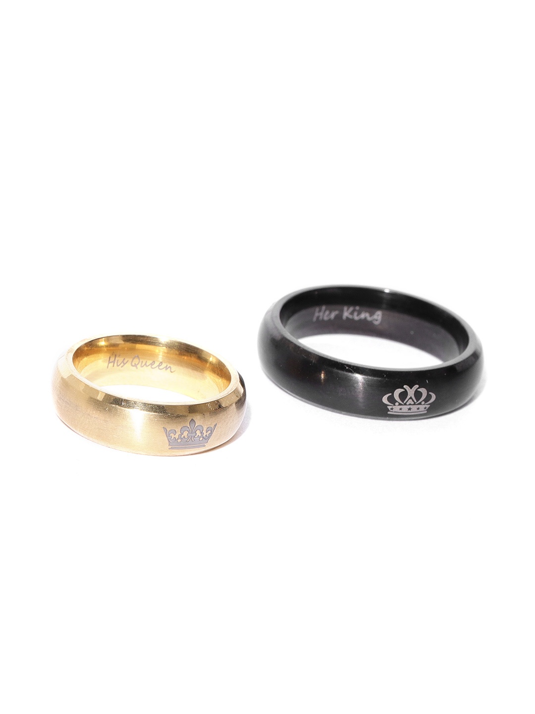 

YouBella Black & Gold-Toned Couple Ring Set