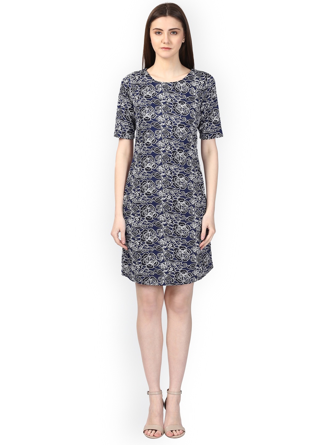 

Park Avenue Women Blue Printed Sheath Dress