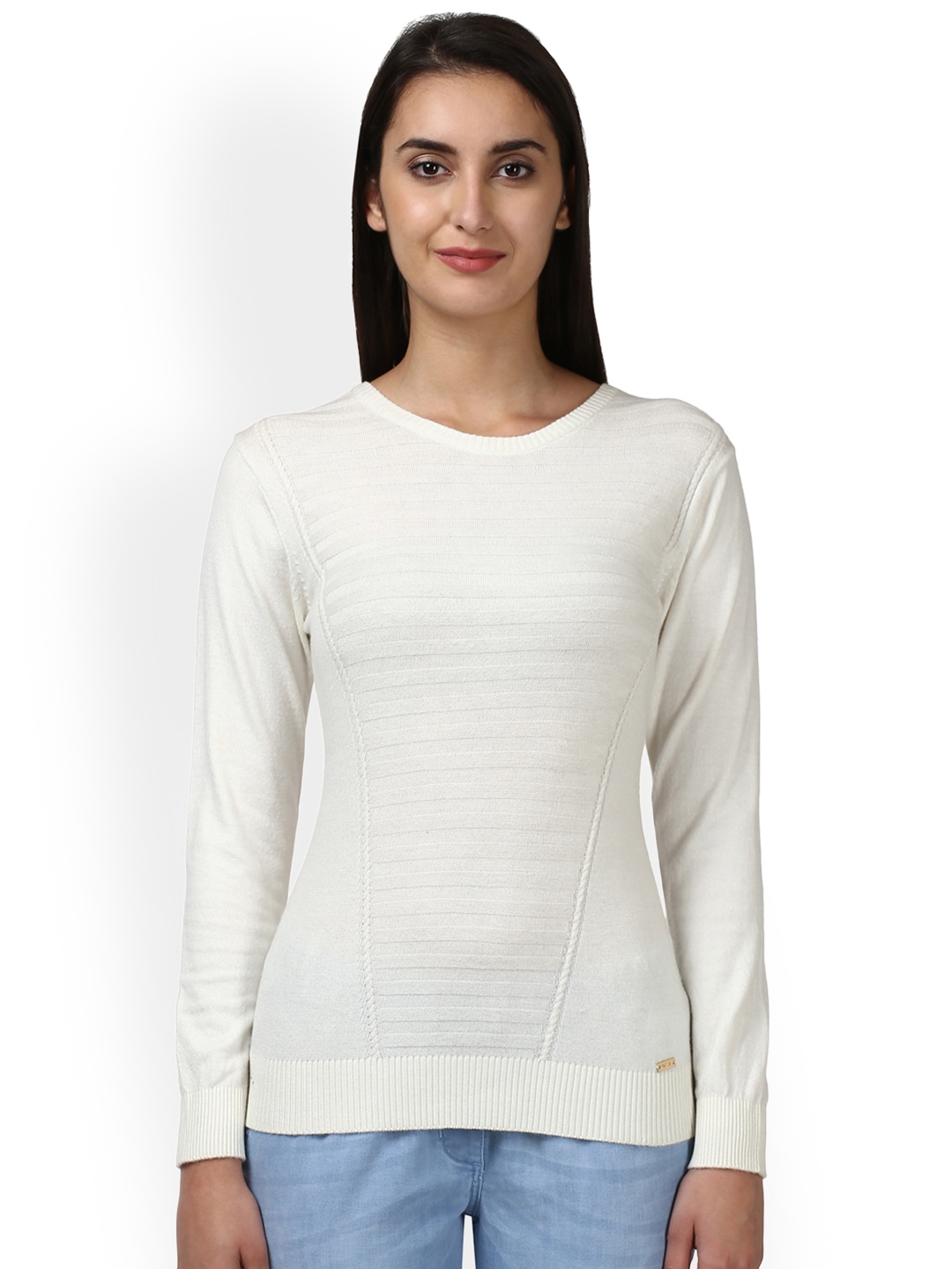 

Park Avenue Women White Self Design Pullover