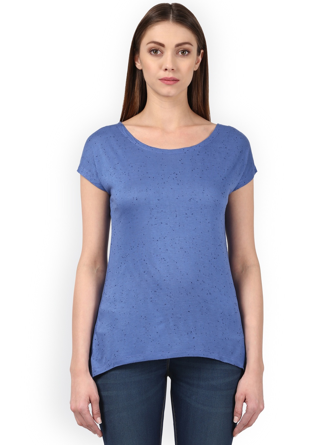 

Park Avenue Women Blue Self Design Round Neck T-shirt