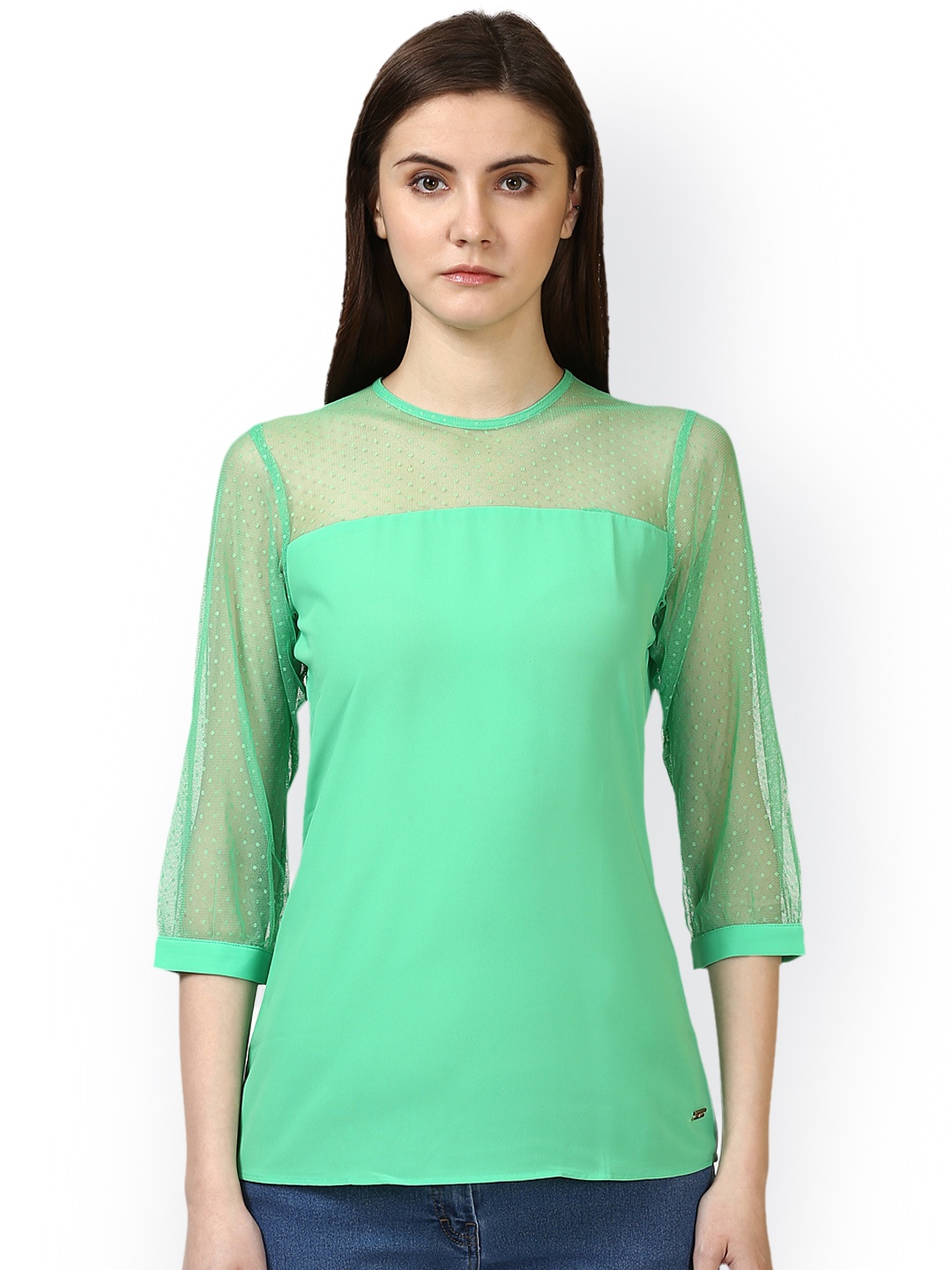 

Park Avenue Women Green Self Design A-Line Top