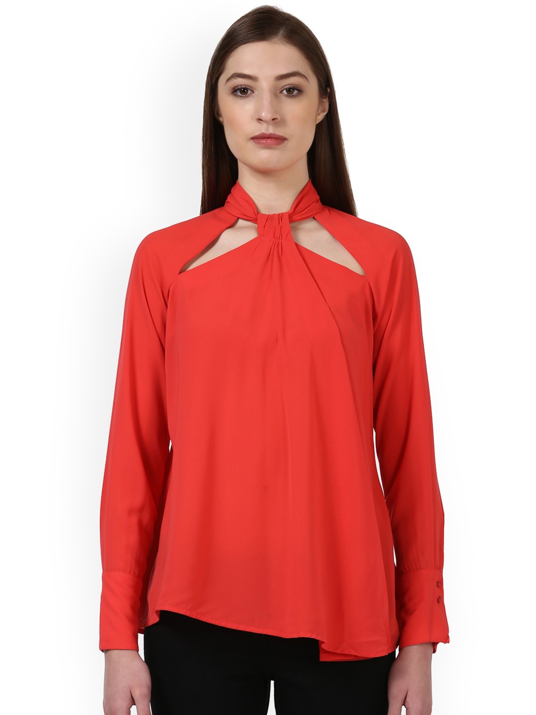 

Park Avenue Women Orange Solid A-Line Top