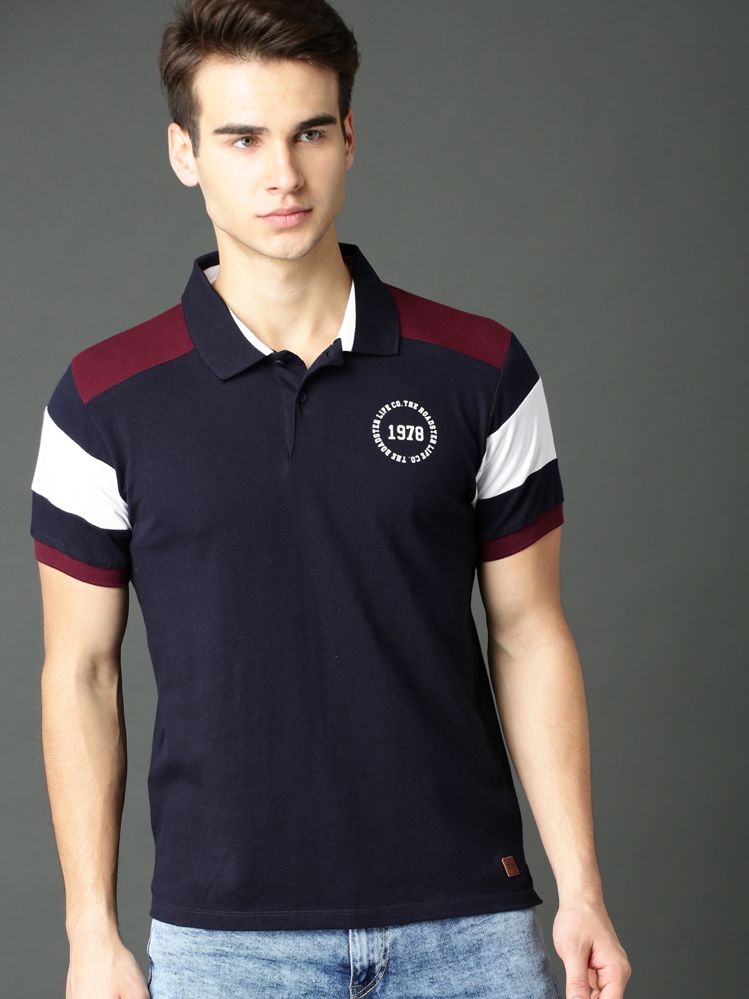 

Roadster Men Navy Solid Polo Collar Pure Cotton T-shirt, Navy blue