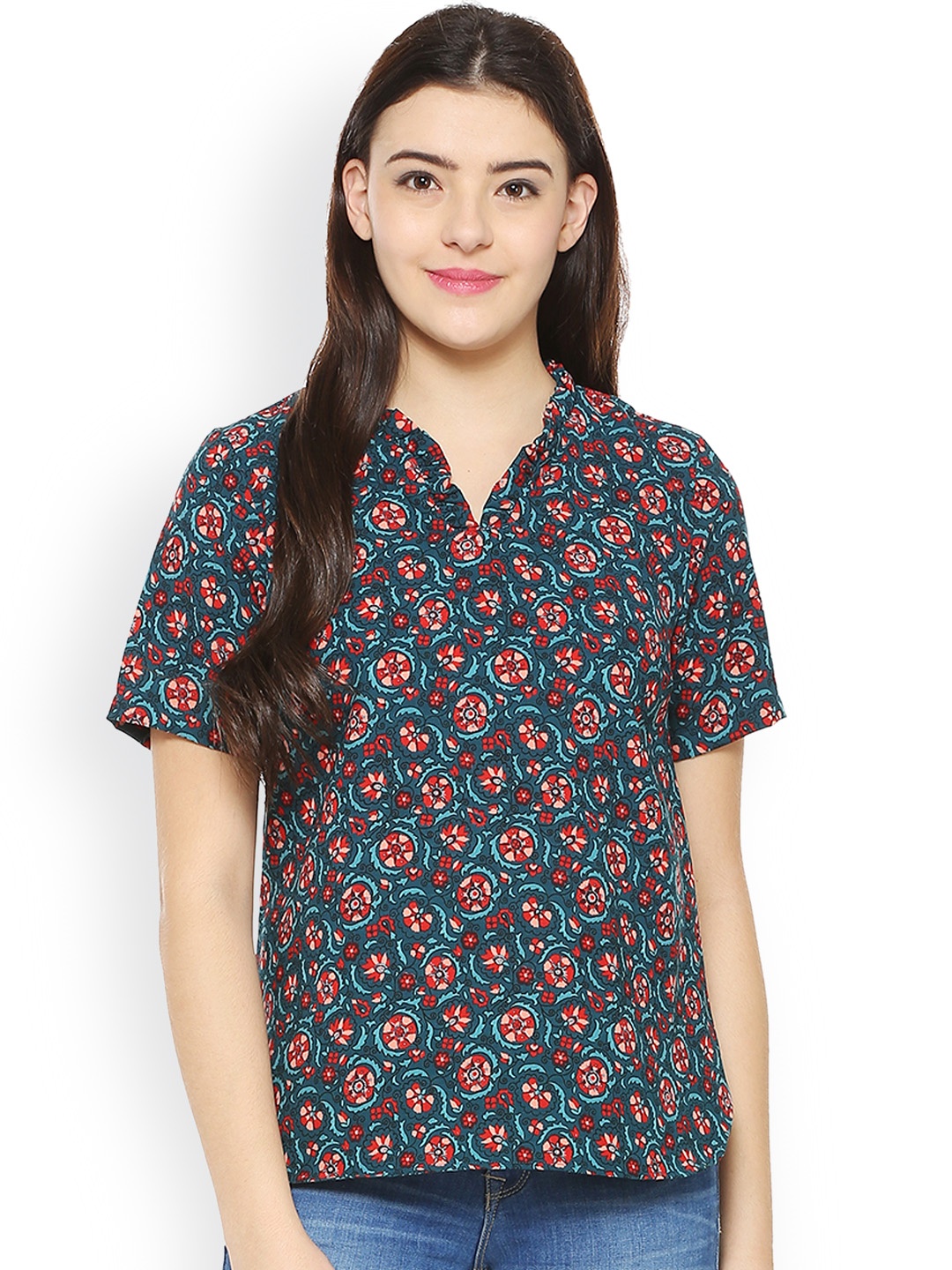 

Allen Solly Woman Women Blue Printed Top