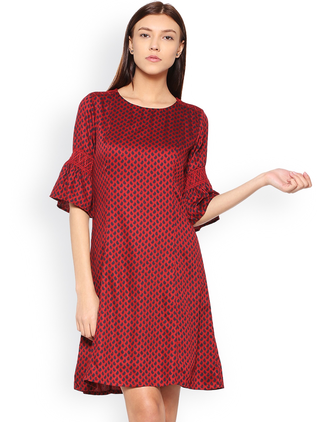 

Allen Solly Woman Women Red Printed A-Line Dress