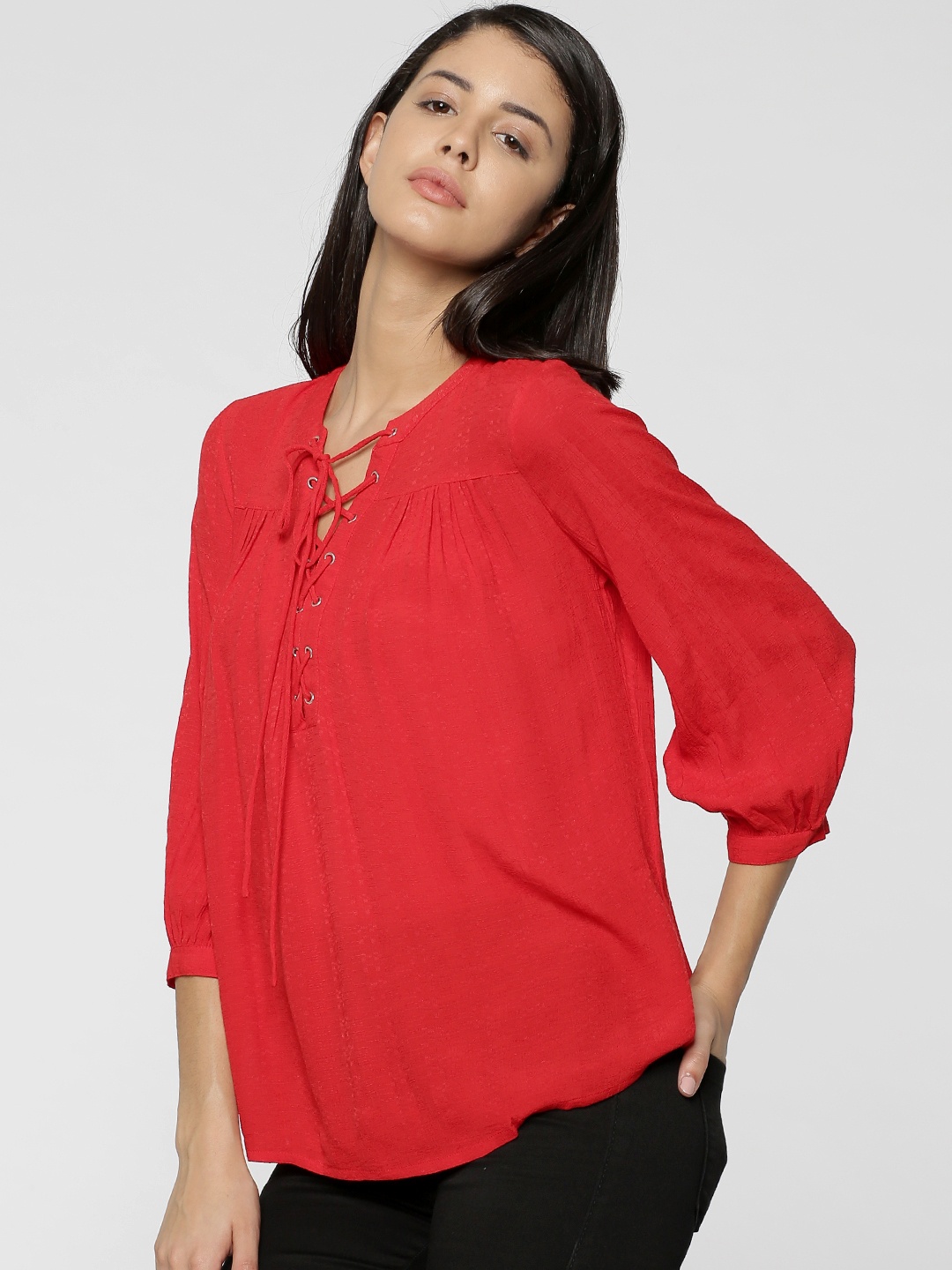 

ONLY Women Red Solid Top