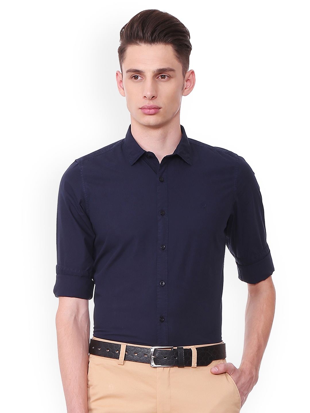 

Allen Solly Men Navy Blue Slim Fit Solid Casual Shirt
