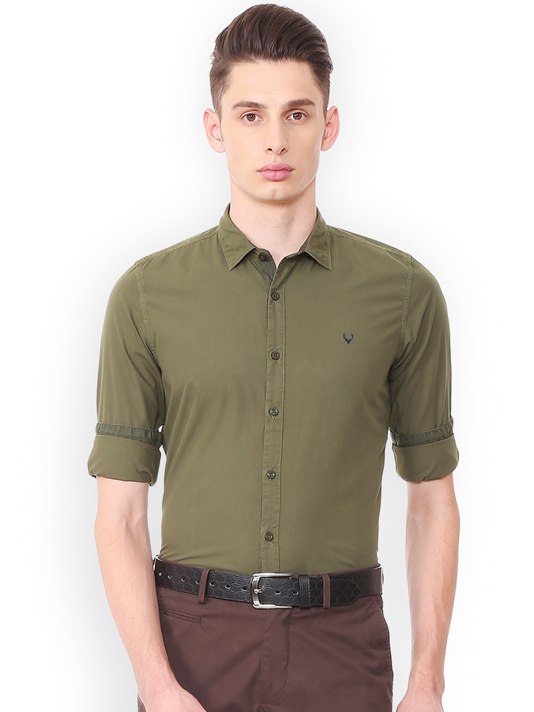 

Allen Solly Men Olive Green Slim Fit Solid Casual Shirt