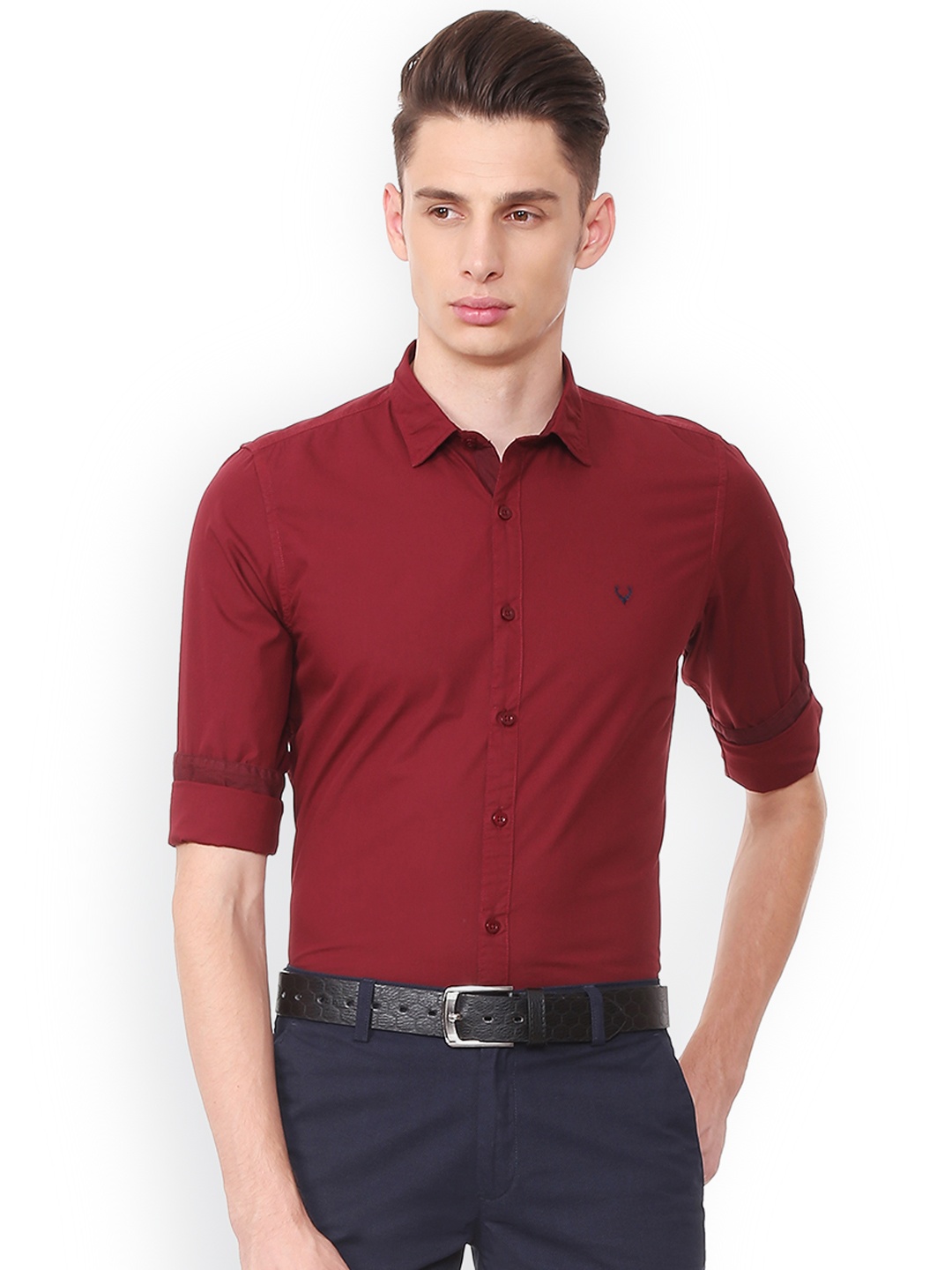 

Allen Solly Men Maroon Slim Fit Solid Casual Shirt