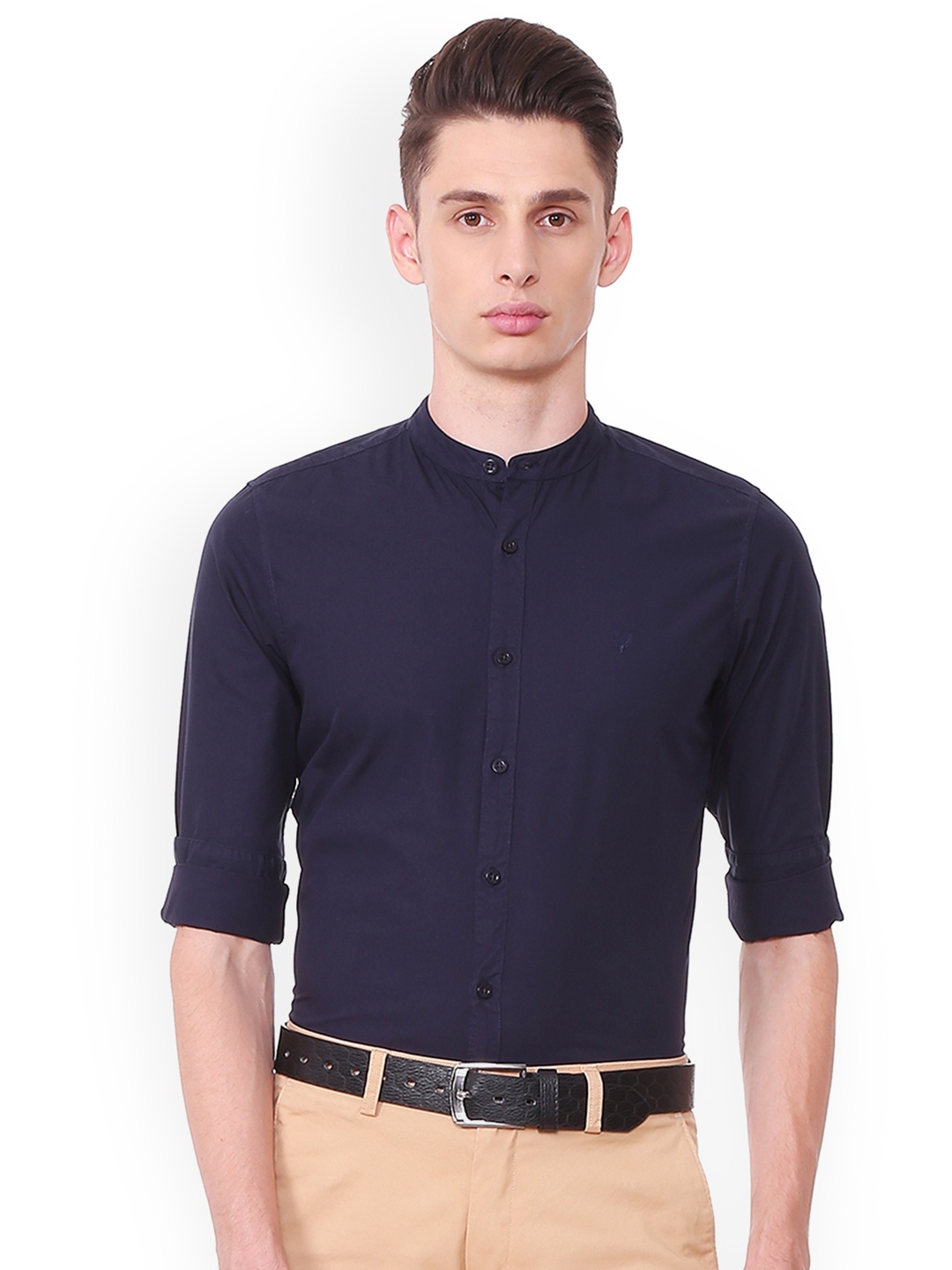 

Allen Solly Men Navy Blue Slim Fit Solid Casual Shirt