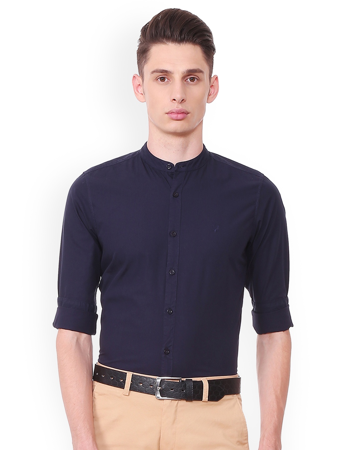 

Allen Solly Men Navy Blue Slim Fit Solid Casual Shirt