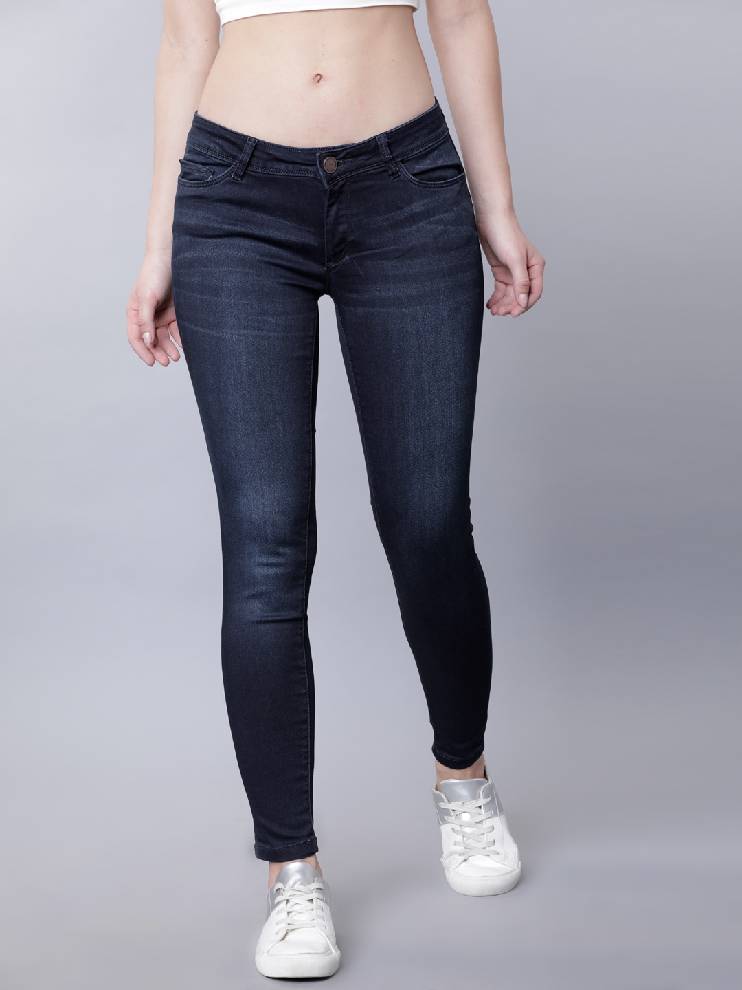 

Tokyo Talkies Women Navy Blue Super Skinny Fit Mid-Rise Clean Look Jeans