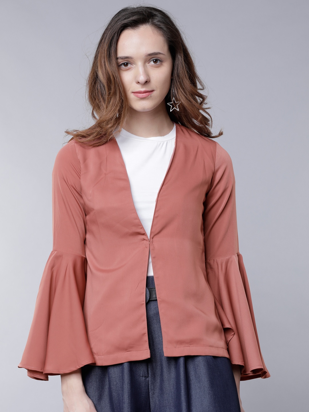 

Tokyo Talkies Rose Solid Open Front Shrug