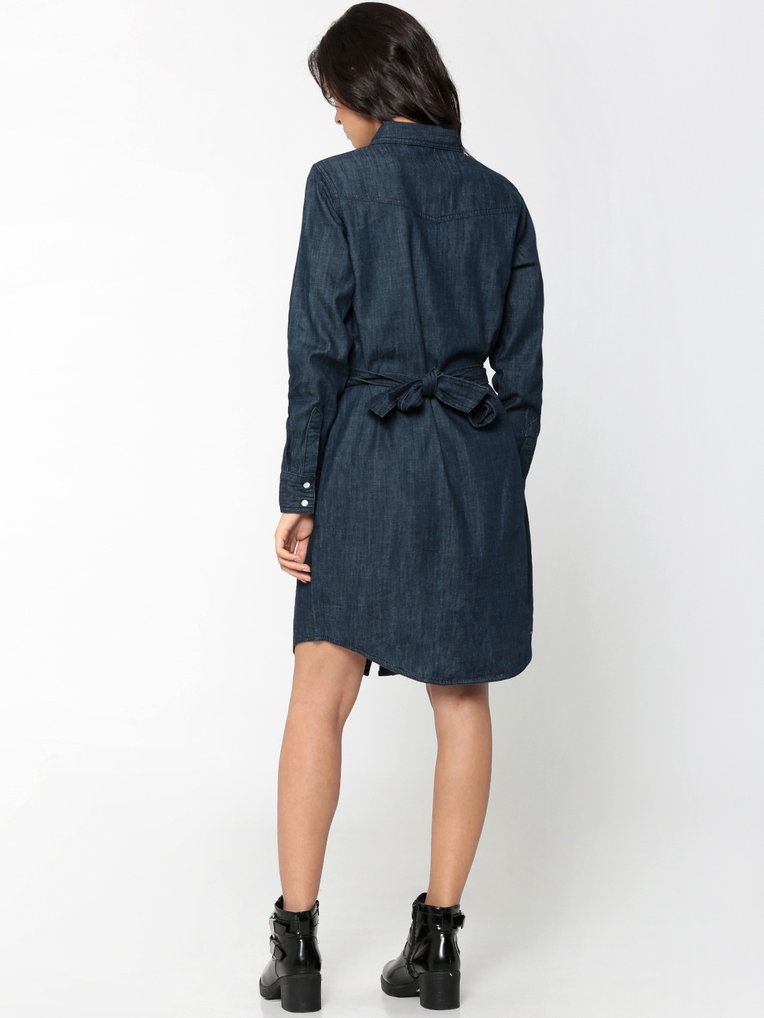 

ONLY Women Blue Solid Denim Shirt Dress