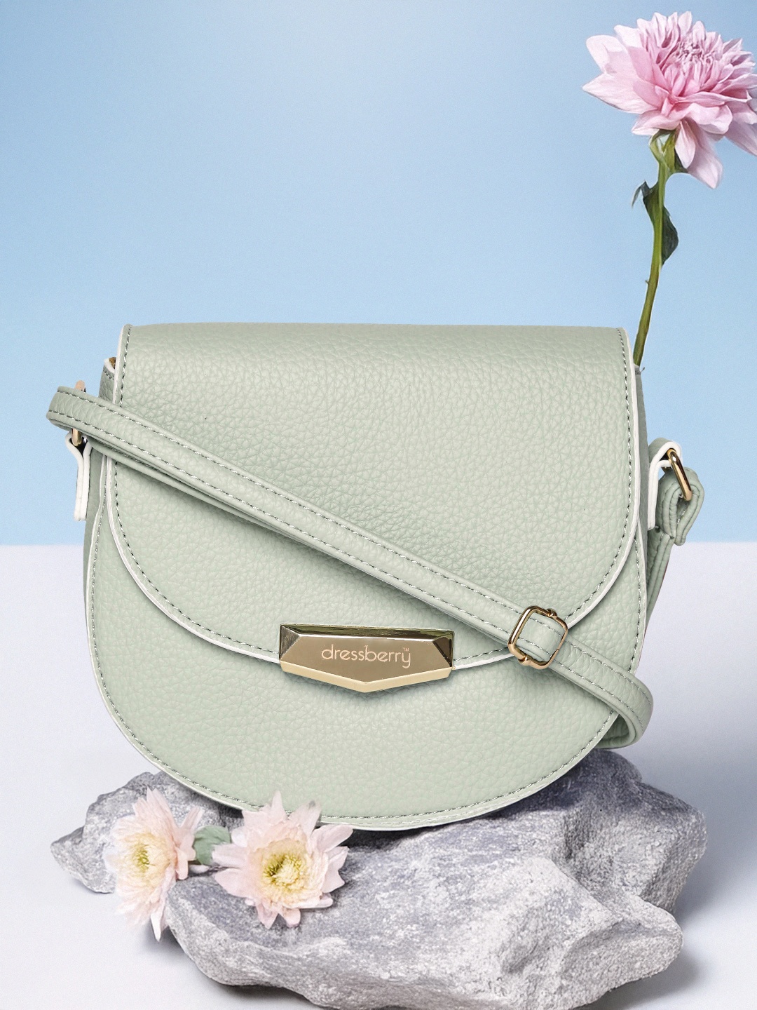 

DressBerry Mint Green Solid Sling Bag