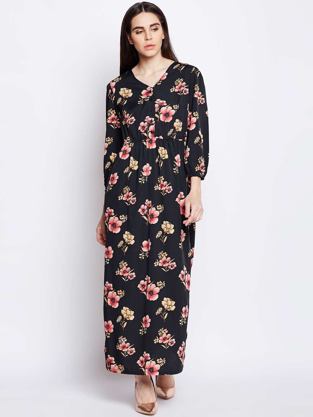 

Oxolloxo Women Black Printed Maxi Dress
