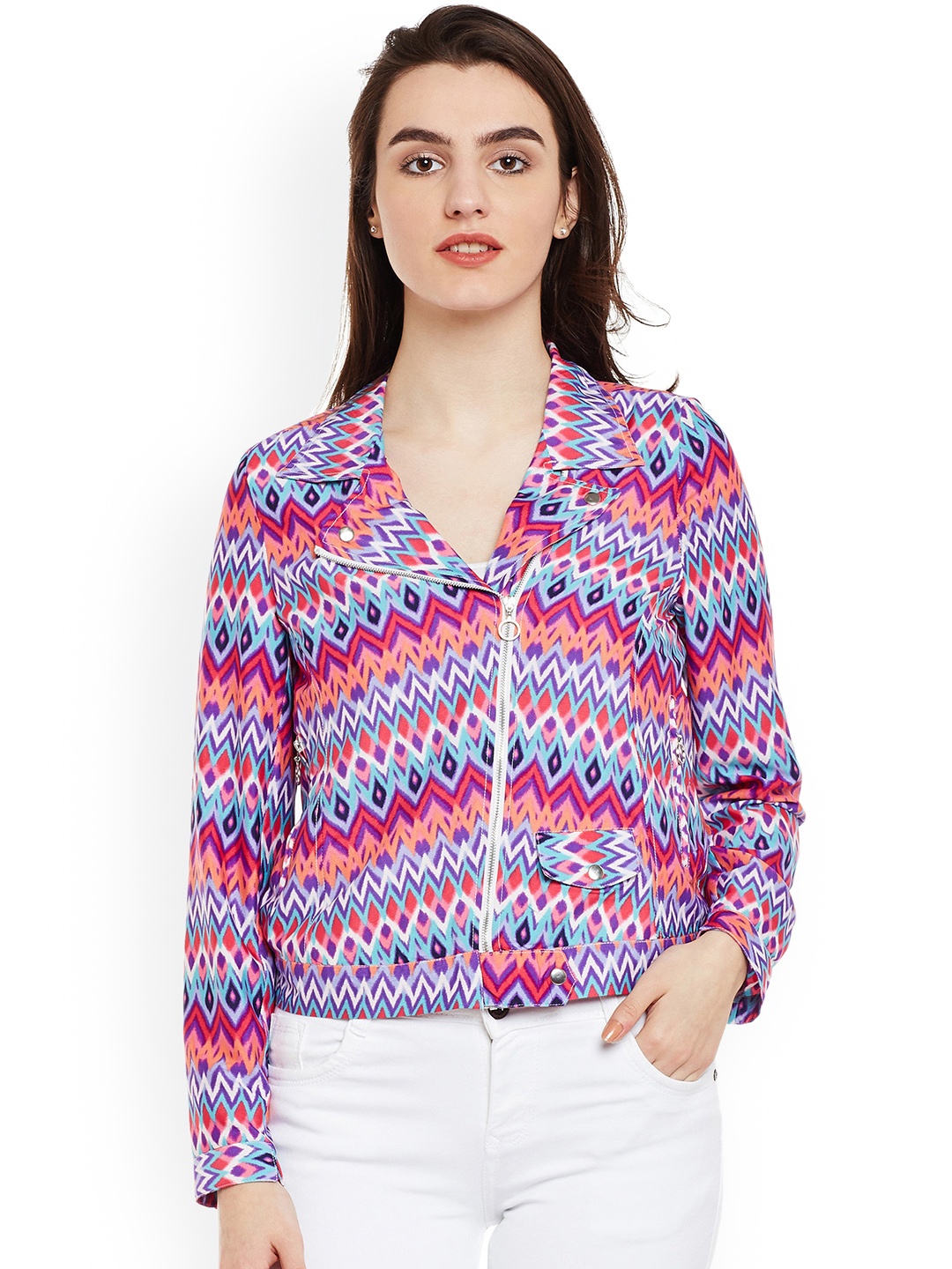 

Oxolloxo Women Multicoloured Printed Bomber Jacket, Multi