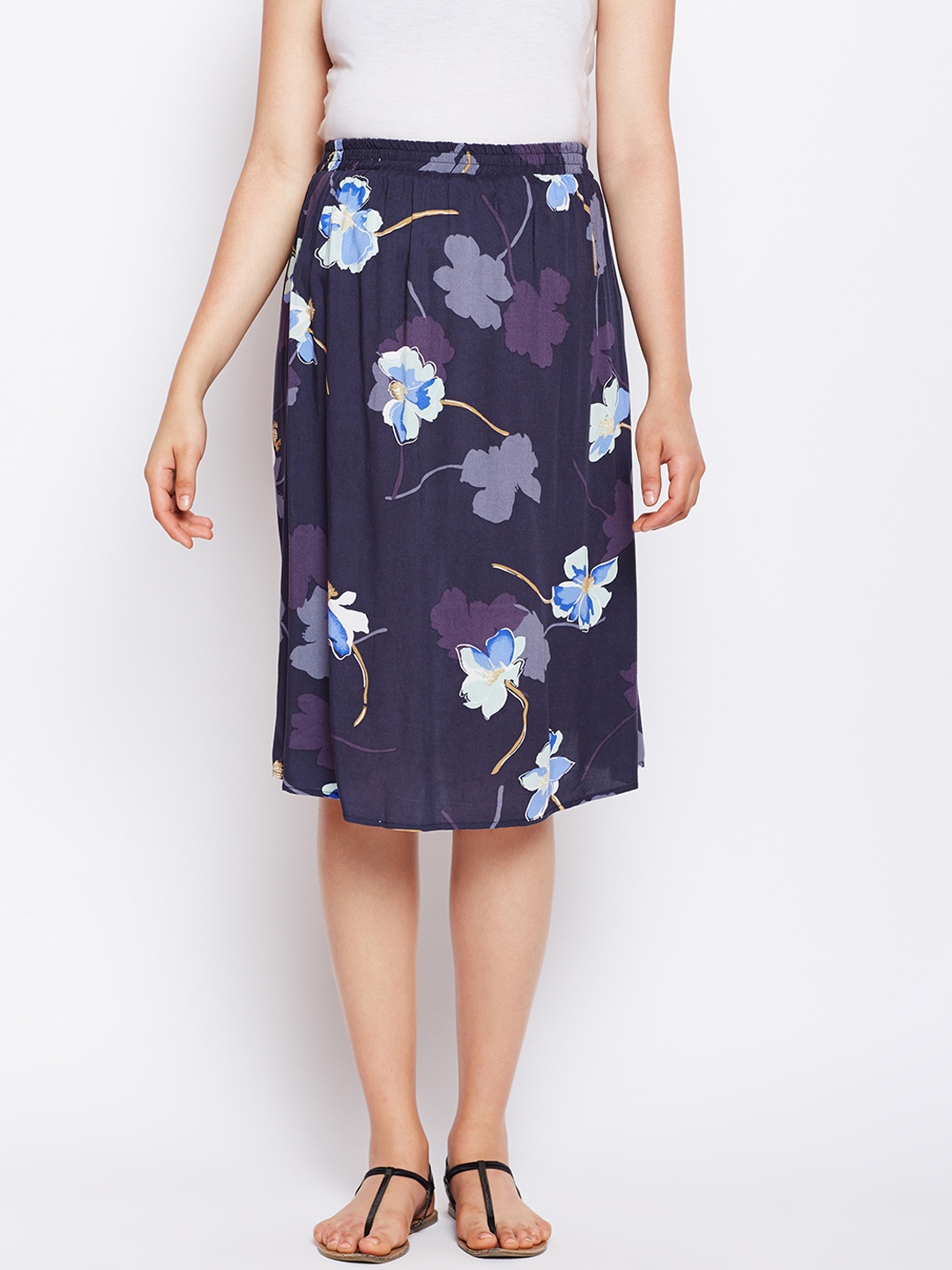 

Oxolloxo Women Navy Blue Printed Maternity Skirt