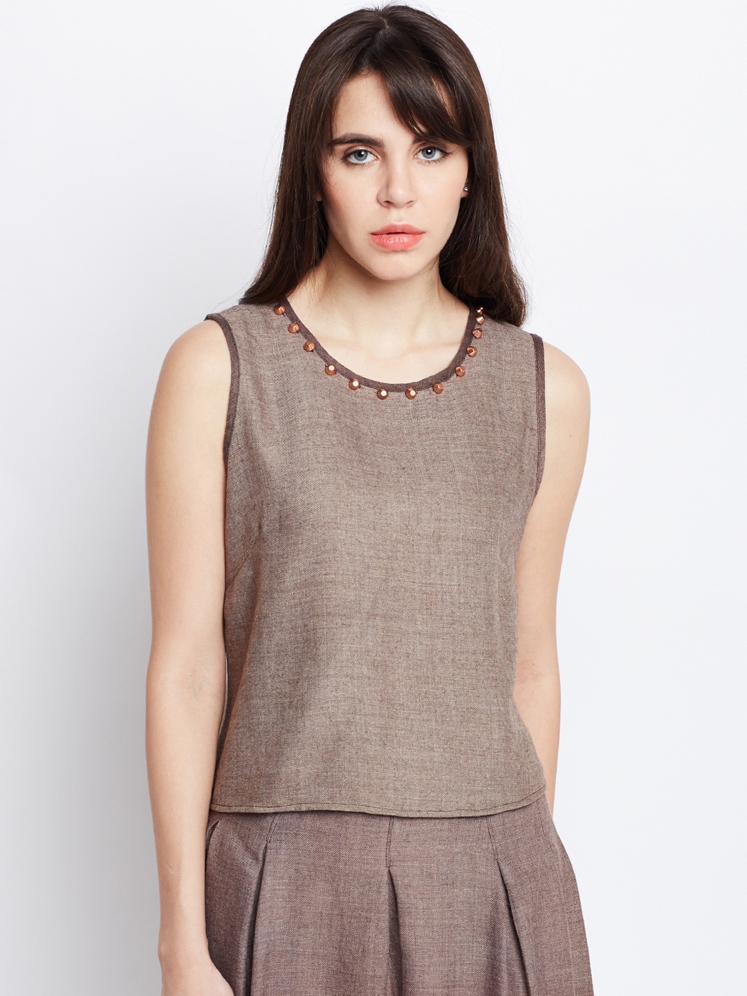 

Oxolloxo Women Beige Solid Top