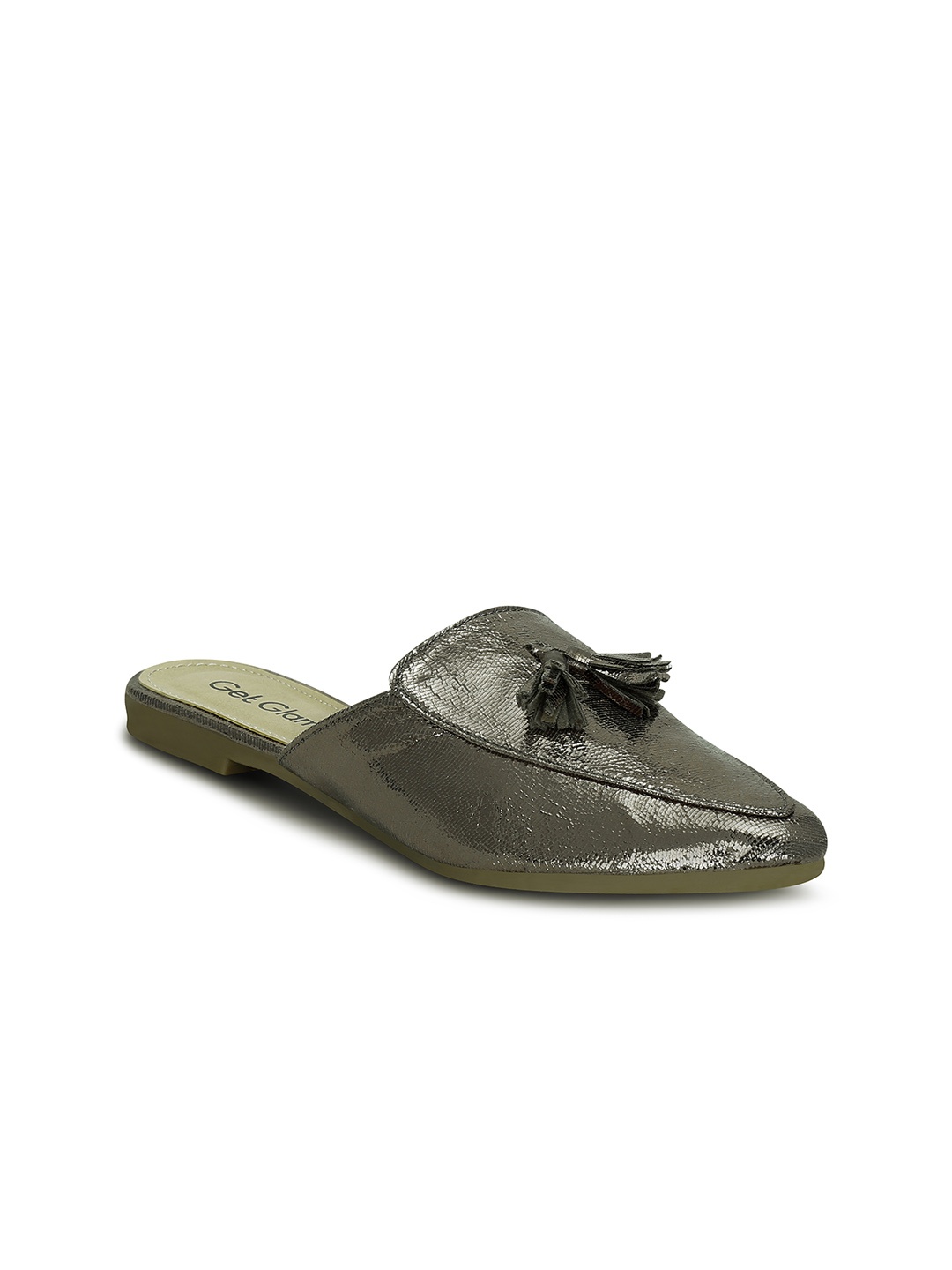 

Get Glamr Women Grey Solid Synthetic Mules