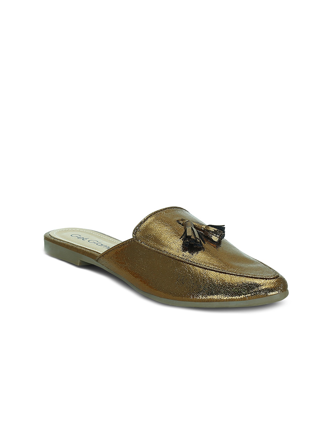 

Get Glamr Women Copper-Toned Solid Synthetic Mules