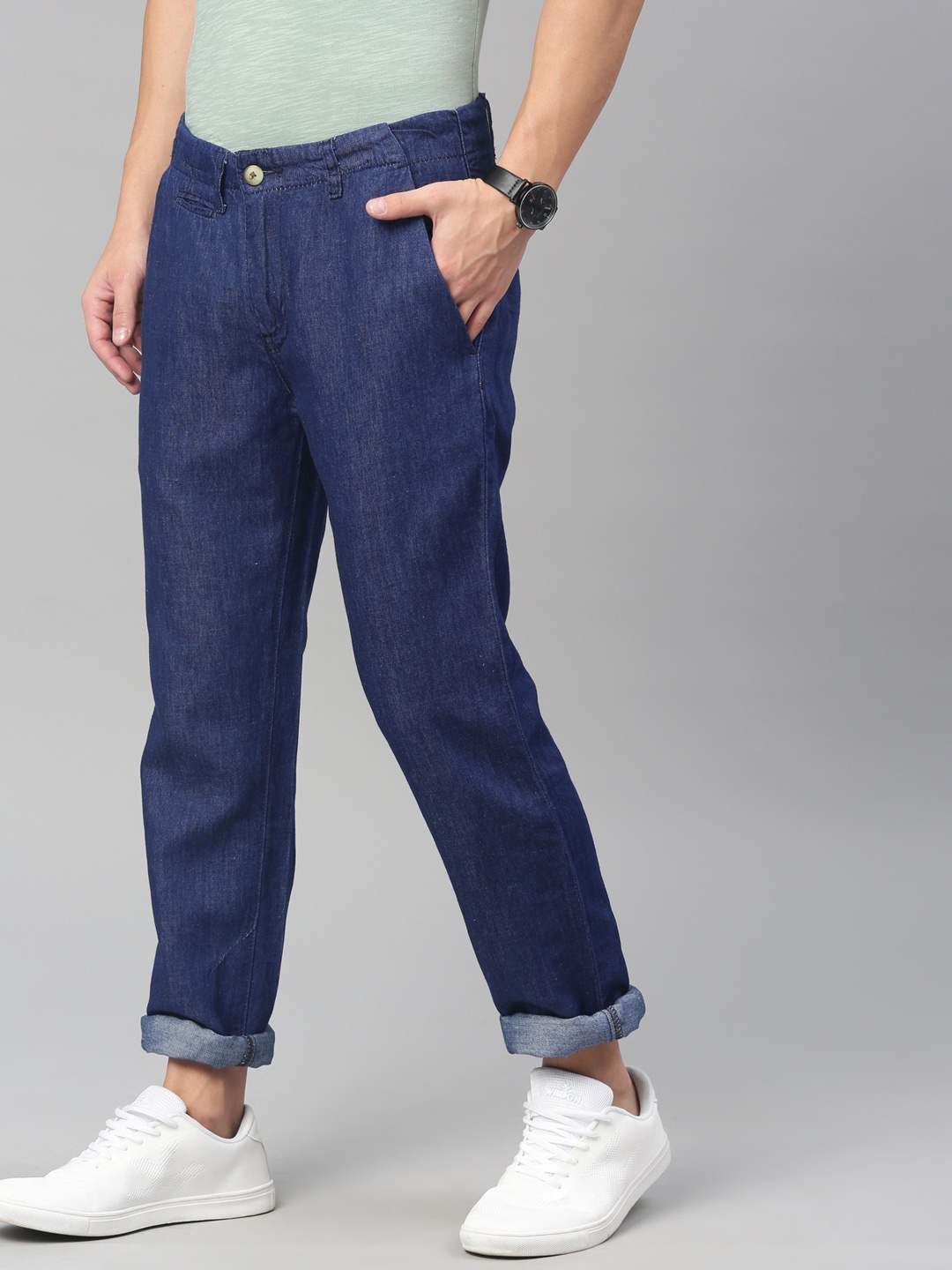 

American Crew Men Blue Straight Fit Mid-Rise Clean Look Jeans