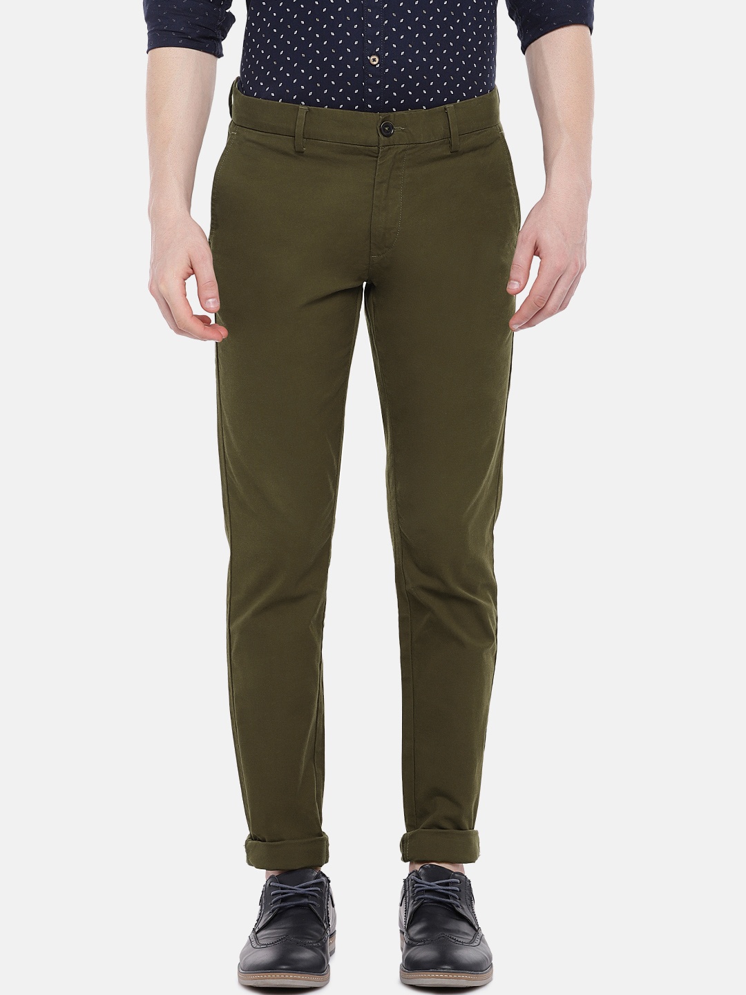 

U.S. Polo Assn. Men Olive Green Austin Slim Fit Solid Chinos