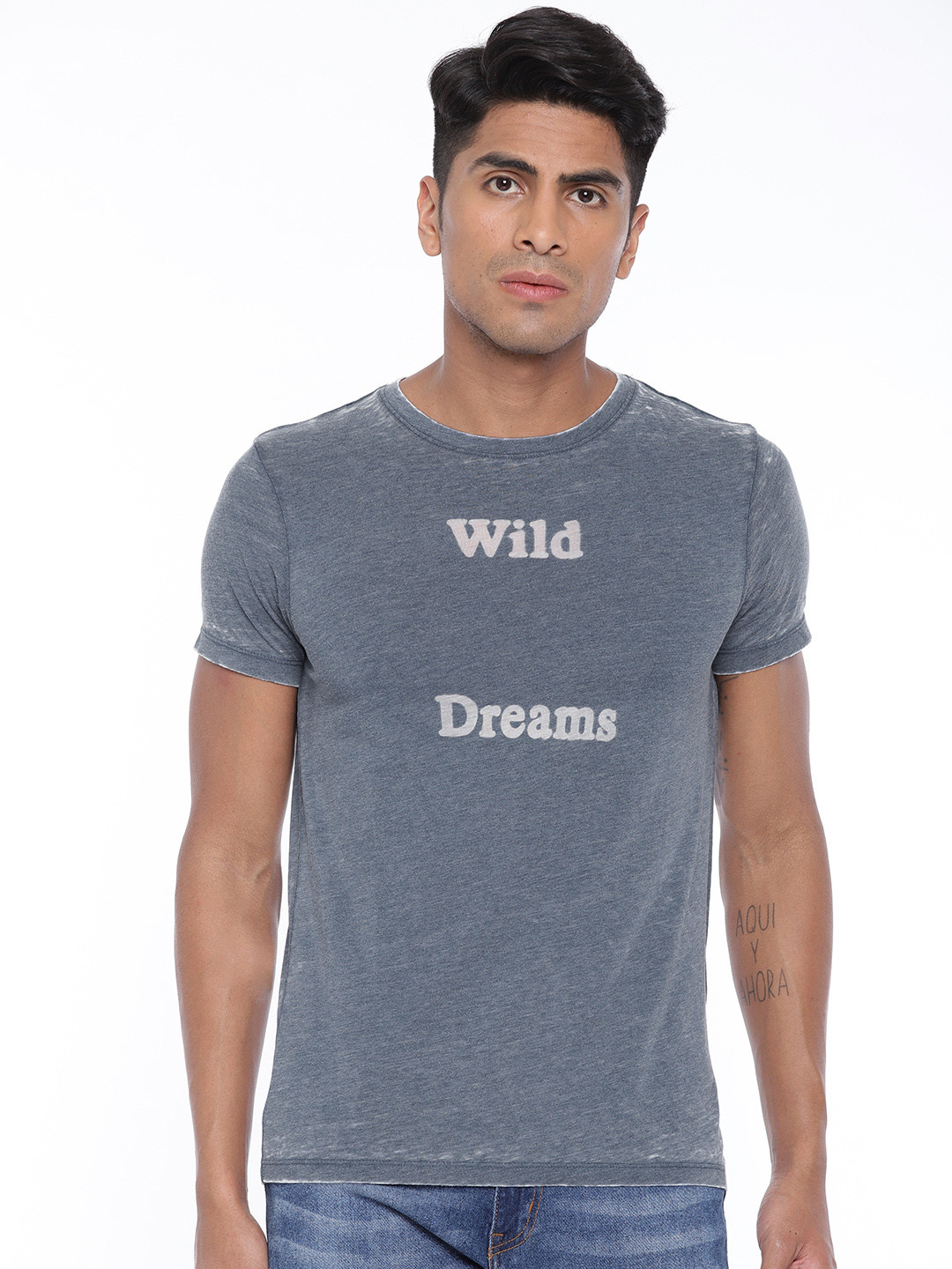 

Puma Men Blue Slim Fit Printed DRY-CELL Round Neck Tshirt