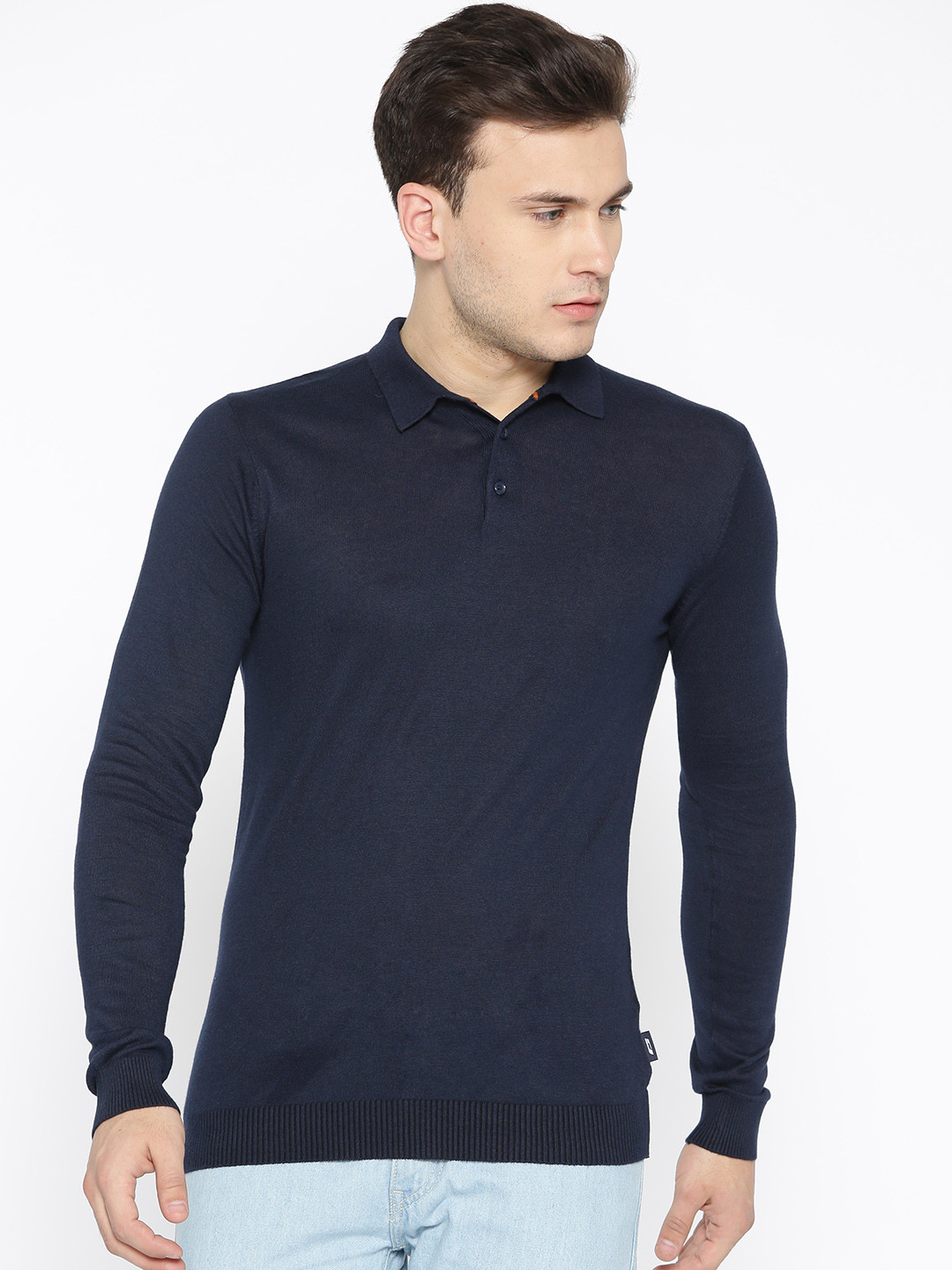 

Jack & Jones Men Navy Blue Solid Pullover